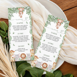 Safari Baby Shower Menukaartsjabloon Menu