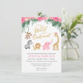 Safari Baby shower met schattige babydieren Kaart (Staand voorkant)