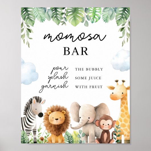 Safari Baby shower Momosa Bar Sign Poster (Voorkant)