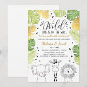 Safari Baby shower nodigt dierentuin uit voor dier Kaart (Voorkant / Achterkant)