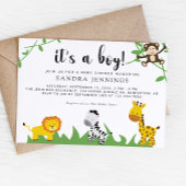 Safari Baby shower Oerwoud Animals Cute Boy Kaart