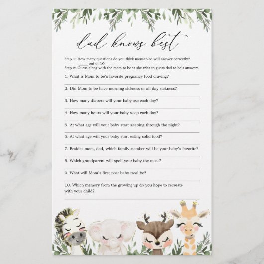 Safari Baby shower Pa kent best game (Voorkant)