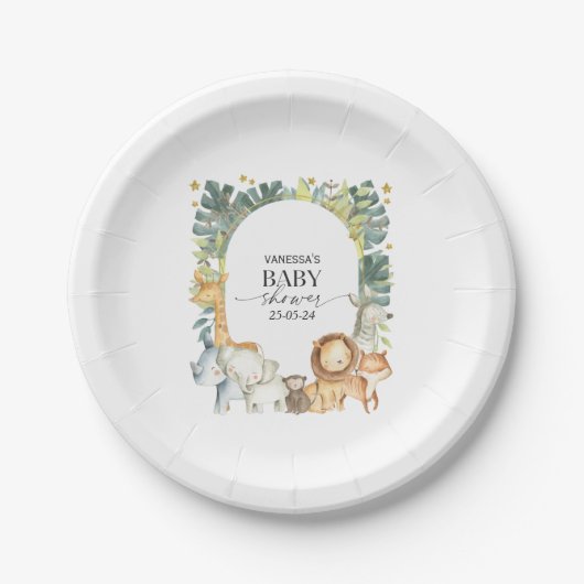 Safari baby shower papieren bordje (Voorkant)