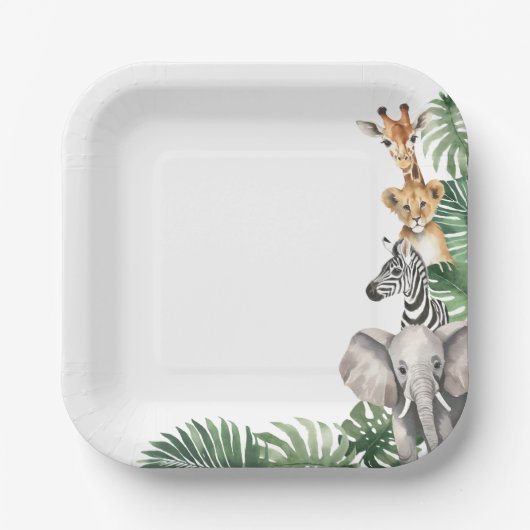 Safari Baby shower Papieren Bordje (Voorkant)