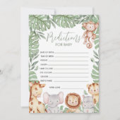 Safari Baby Shower Prediction Card Kaart (Voorkant)