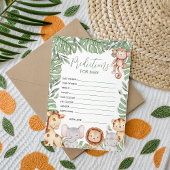 Safari Baby Shower Prediction Card Kaart