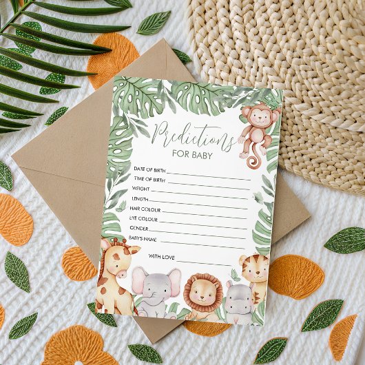Safari Baby Shower Prediction Card Kaart