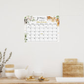Safari Baby Shower Raad de Bevalling Datum Kalende Poster (Keuken)