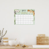Safari Baby Shower Raad de Bevalling Kalander Post Poster (Keuken)