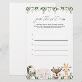 Safari Baby shower Raad de zoete puinhoop spel (Voorkant / Achterkant)