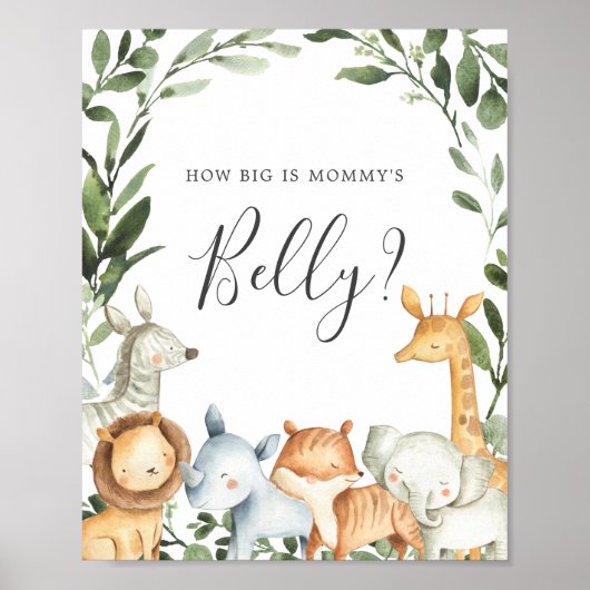 Safari Baby shower Raad eens hoe groot is mama's b Poster (Voorkant)
