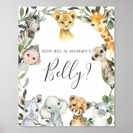 Safari Baby shower Raad eens hoe groot is mama's b Poster (Voorkant)
