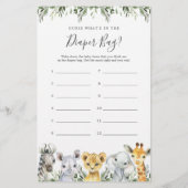 Safari Baby shower Raad eens wat er in de luiertas (Voorkant)