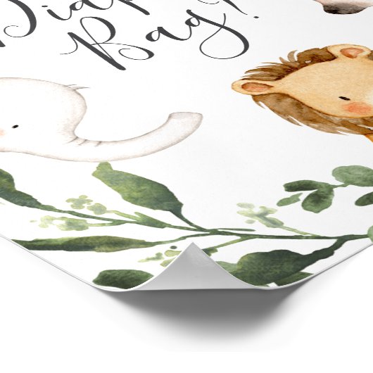 Safari Baby shower Raad eens wat er in de luiertas Poster (Hoek)