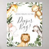 Safari Baby shower Raad eens wat er in de luiertas Poster (Voorkant)