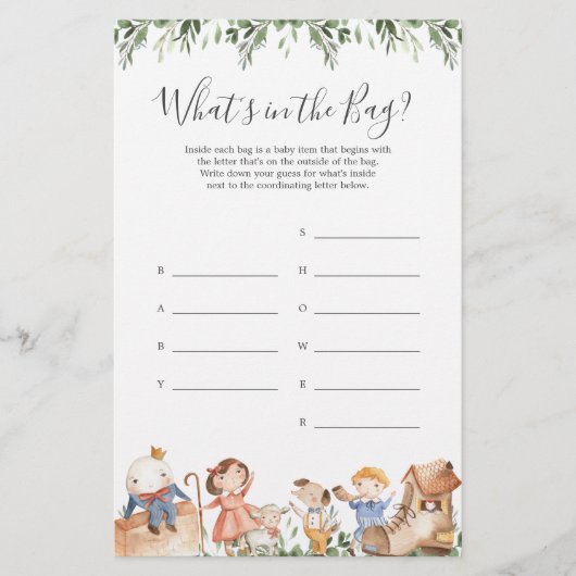Safari Baby shower Raad eens wat er in de tas spel (Voorkant)