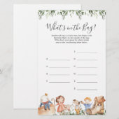 Safari Baby shower Raad eens wat er in de tas spel (Voorkant / Achterkant)