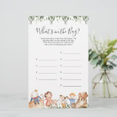 Safari Baby shower Raad eens wat er in de tas spel (Staand voorkant)