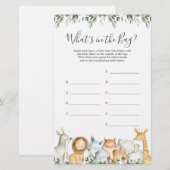 Safari Baby shower Raad eens wat er in de tas spel (Voorkant / Achterkant)