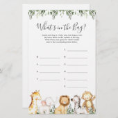 Safari Baby shower Raad eens wat er in de tas spel (Voorkant / Achterkant)