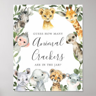 Safari Baby shower raad hoeveel dierenrackers Poster