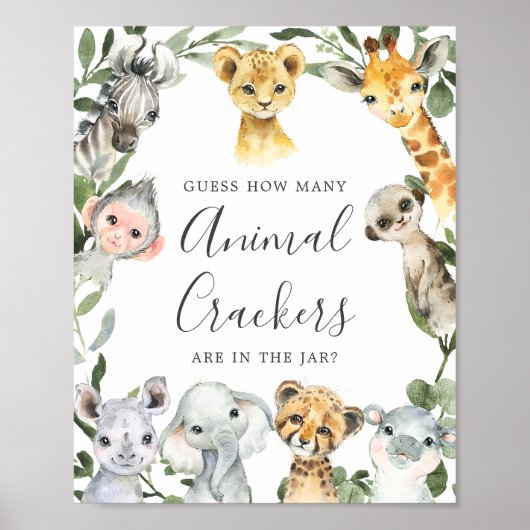 Safari Baby shower raad hoeveel dierenrackers Poster (Voorkant)