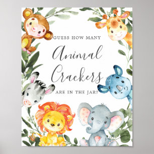 Safari Baby shower raad hoeveel dierenrackers Poster