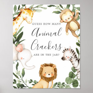 Safari Baby shower raad hoeveel dierenrackers Poster