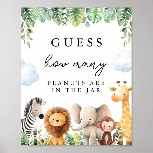 Safari Baby shower raad hoeveel Poster (Voorkant)