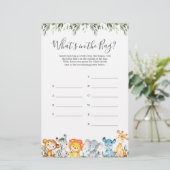 Safari Baby Shower Raad wat er in de Tas Zit Spel (Staand voorkant)