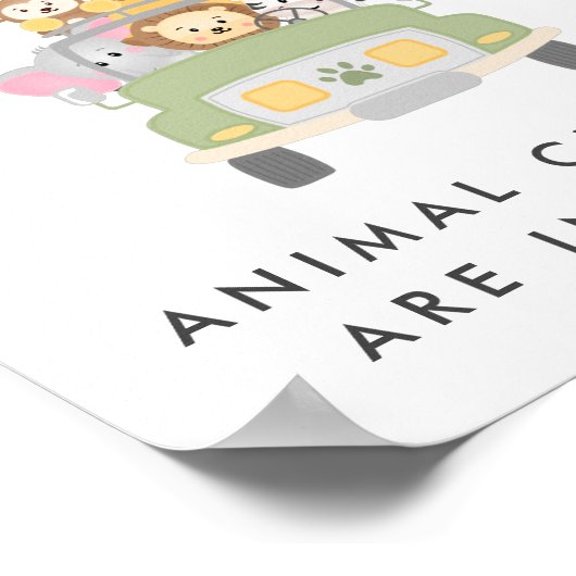 Safari Baby shower raden hoeveel spel teken Poster (Hoek)