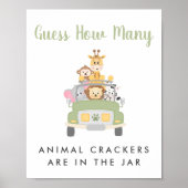 Safari Baby shower raden hoeveel spel teken Poster (Voorkant)