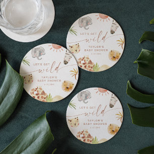 SAFARI-Baby shower Ronde Kartonnen Onderzetter