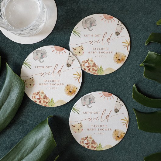 SAFARI-Baby shower Ronde Kartonnen Onderzetter