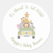 Safari Baby shower Ronde Sticker (Voorkant)