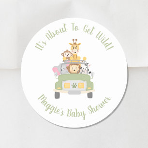 Safari Baby shower Ronde Sticker