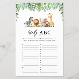 Safari Baby shower spel - Baby ABC Flyer