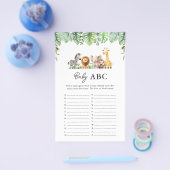 Safari Baby shower spel - Baby ABC Flyer (Enkel)