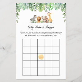 Safari Baby shower Spel - Baby shower Bingo Flyer