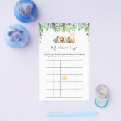 Safari Baby shower Spel - Baby shower Bingo Flyer (Enkel)