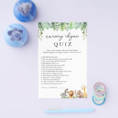 Safari Baby shower Spel Kwekerij Rhyme Quiz Flyer (Enkel)