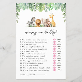 Safari Baby shower Spel - Mama of Papa Flyer