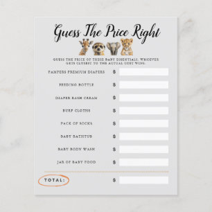 Safari Baby shower spel raden de prijs