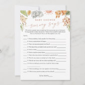 SAFARI Baby shower Survey zegt Game Kaart (Voorkant)