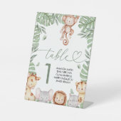 Safari Baby Shower Table Number Reclamebord Met Voetstuk (Voorkant)