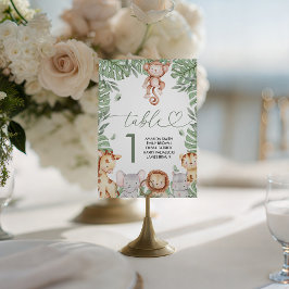 Safari Baby Shower Table Number Reclamebord Met Voetstuk