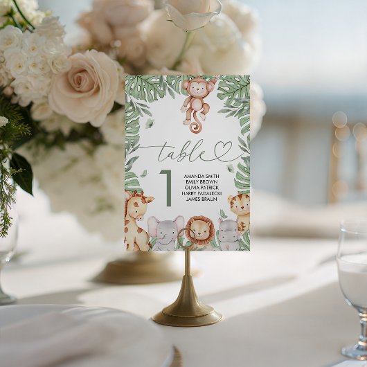 Safari Baby Shower Table Number Reclamebord Met Voetstuk