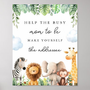Safari Baby shower Tekens - Help de moeder te zijn Poster