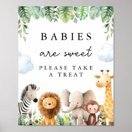 Safari Baby shower Treat Sign Poster