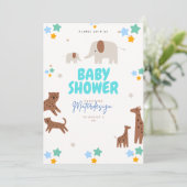 Safari Baby shower Uitnodigen – Giraffe & Tijger S Kaart (Staand voorkant)